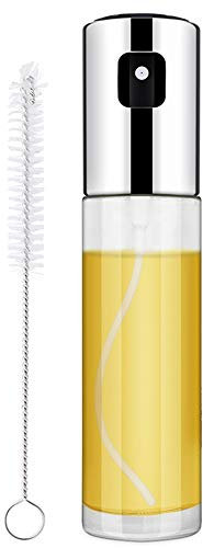 Nebulizzatore Olio 100ml con 1 Spazzole, Olio Spruzzatore Aceto Olio Spray Cucina Acciaio Inossidabile Bottiglia di Vetro Oil Sprayer Dispenser Oliera Spruzzo per Pasta, Insalata - 1 Pack