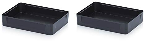 Einsatzkästen 2er Set 5cm Höhe für Auer Eurobehälter 40x30 * Einsatz Kästen Einsätze schwarz