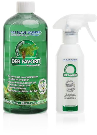 Das blaue Wunder - Der Favorit Allzweckreiniger (1.000 ml, Fichtennadel) Universalreiniger für Haushalt Küche Bad Auto, Konzentrat inkl. Sprühflasche