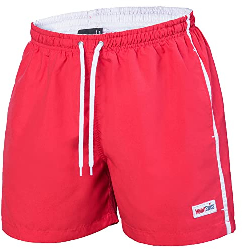 Mount Swiss Dario - Costume da bagno da uomo, con tasche laterali e tasca posteriore, alla moda, per il nuoto, il tempo libero, gli sport acquatici I Comodi pantaloncini da bagno in diversi colori,