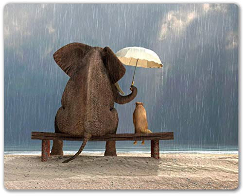Shalysong Elephant and Dog Mouse pad Personalized Computer Mouse pad Office Decoration Accessories Gift Non-Slip Rubber Mouse pad for Laptop