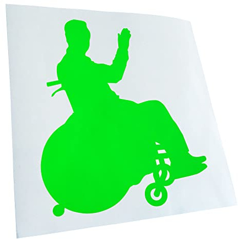 Kiwistar - Autocollant - Chaise roulante handicapée - 24x21cm - néon vert - G24 - Pour voitures, vélos, véhicules, motos, cyclomoteurs, tuning, vitres arrière