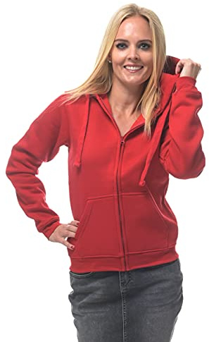ROCK-IT Apparel I Giacca con Cappuccio da Donna I Felpa con Cerniera I Felpa con Cappuccio Premium per Il Tempo Libero o Il Lavoro [Taglia XS-XL] Alta qualità e Molto Morbida Rosso L