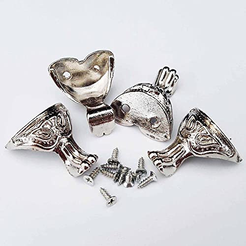 Eckschutz Aus Metall 4Pc Antik Messing Silbrig Vintage Schmuck Brust Geschenk Weinkiste Holzetui Dekor Füße Bein Ecke Schutz Abdeckung Halterung Unterstützung-Silber