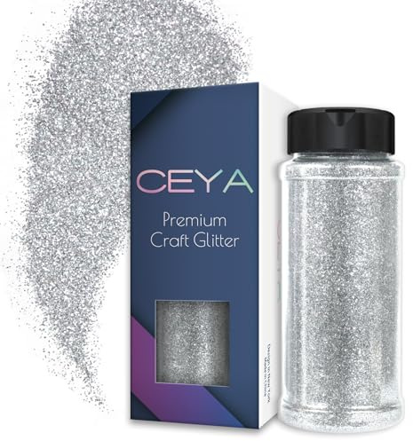 Ceya 3,5 oz/100 g ultrafin glitterpulver, silverglitter, 0,2 mm 0,2 mm för slime epoxi harts, hantverk, tumbler, smycken, nagelkonst, festival, makeup, klippbok, målning, bröllopskort