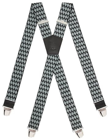 Pierrot Bretelle Uomo Larghe Premium - Regolabili Fino A 130cm - Elastico Rinforzato e Finiture in Pelle - Garantite A Vita - Clip molto forti - Bretelle Uomo Eleganti