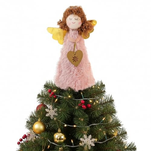 SOIMISS Engel Baum Ornament Weihnachtsengel Baumspitze rosa Plüsch Engel Anhänger Amor Baum hängende Weihnachtsflügel Engel Figur für Zuhause Party Dekorationen