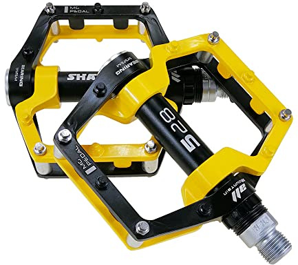 FrontStep - Pedali antiscivolo in alluminio e magnesio, per pedali BMX/MTB/mountain bike, con assi in acciaio Cr-Mo di alta qualità (giallo)