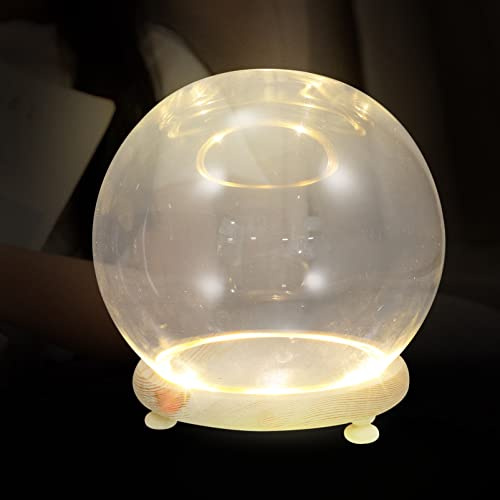 Beavorty Glowing Glass Dome Cover for Micro Landscape Diy Flower Glass Cover Base for Tabletop Display