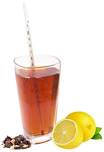 Lantelme Glas Teethermometer 24cm für Teewasser bis Temperatur 110°C | Analog Thermometer für Grüntee Früchtetee Kräutertee Schwarztee Tee und Lebensmittel einkochen | Teezubereitung Teeglas Teekanne