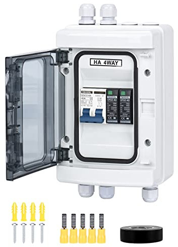 Überspannungsschutz PV DC Trennschalter Blitzschutz Leitungsschutzschalter 500VDC 2 polig 40A 20-40KA Solar Spannungsschutz für Photovoltaik IP65 Wasserdichtes