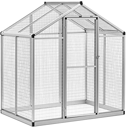 Wiesenfield WIE-BC-200 Außenvoliere Aluminium 122 x 178 x 195 cm Vogelvoliere außen Vogelvolieren für Draußen Alu-Voliere Voliere Alu