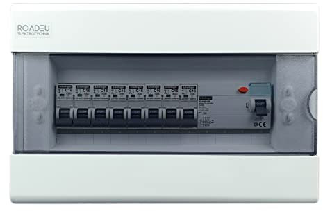 RoadEu - Centralino e quadri di distribuzione da parete – con Interruttore differenziale 40A 4P tipo A/AC – 8x Interruttori magnetotermici C16A Scatola portafusibili - Quadro di Distribuzione