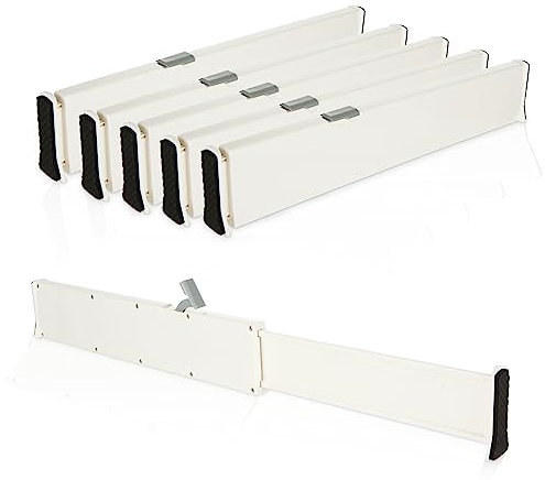 DAJAVE 6er-Set Schubladentrenner 6cm Hoch Schubladen Trenner Verstellbar 33.2-55 cm Plastik Schubladenteiler, Drawer Dividers, Schubladentrenner Küche für Küche, Kommode, Schlafzimmerm