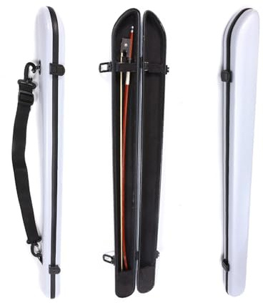 WUQIMUSC Fibra de carbono Violín Violín Violín Arco Caso duro Estuche de transporte ligero Arco de violín Caja de 2 piezas Arco Buena protección (Blanco)