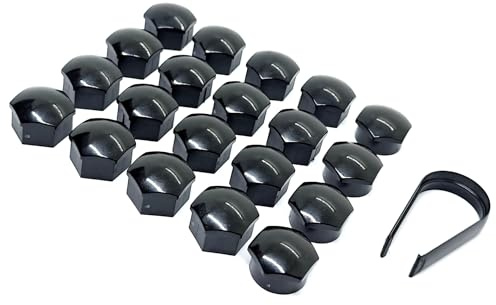 Partsdealers Radmutterabdeckungen für Volvo S60, S80, S90, V60, V90, XC40, XC60, XC90, Polestar, Verschlusskappen-Set (klein, schwarz)