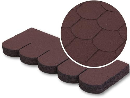 Premium Asphalt Roof Shingles, 25 Pcs Covers 32.2 sqft (3 sqm) - Brown Fish Scales Design Felt Shingles 31.5 in x 12.4 in (80 x 31.5 cm) Weather Resistant & Heavy-Duty Roofing Felt