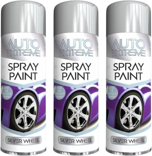 DIOXSTAR All Purpose Silver Wheel Spray Paint, Quick-Dry Nature, Professional-Looking Finish, Both Interior And Exterior Applications, Gloss Finish, 250 ML, (3PCS)
