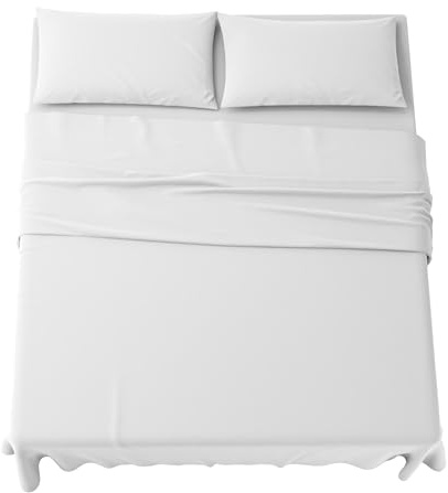 MAXIME MAISON - Set Lenzuola Letto Singolo 3 Pezzi, Completo Letto SIngolo in Microfibra Made in Italy, Biancheria da Letto 1 Lenzuolo con Angoli, 1 Lenzuolo Sopra, 1 Federa (Bianco)
