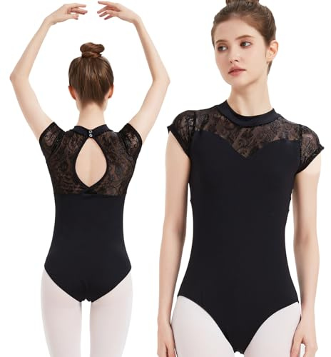 MYSSUCI Ballett Trikot Damen mit Hohem Kragen Tanztrikot Vollfutter Tanzbody für Tanztraining und Aufführungen