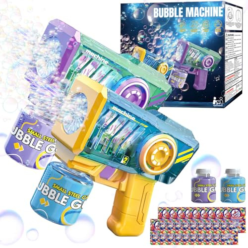 Beria Bubble Machine for Kids 3-8 Year Old: 2 PCS Bubble Gun Automatic Bubble Machine Gifts for Boys Girls Age 3 4 5 6 7 8 Birthday Presents Toy for Toddler Bubbles for Kids Summer Outdoor Garden Toy