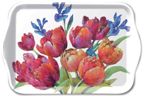 Ambiente Vassoio decorativo, 13 x 21 cm, in melamina, tulipani, motivo floreale, primavera, estate