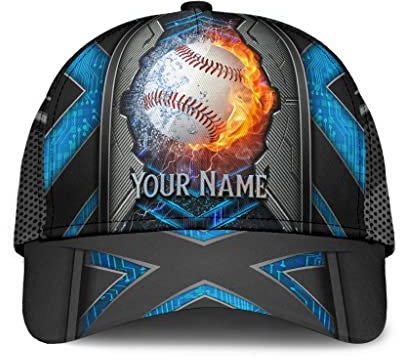 Homme Femme Casquette-Hip Hop Strapback Cap Mode Casquette De Baseball Réglable Chapeaux Pare-Soleil pour Adulte Sport Hip Pop Camping Ballon De Baseball Personnalisé Imprimé en 3D avec Feu Et Eau
