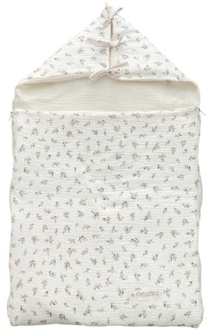 MIMUSELINA Baby Schlafsack Four Seasons | Schlafsack Baby Winter & Sommer | Wandelbarer mit Herausnehmbarer Füllung | 100% Baumwolle | Für Babys 0-12 Monate Ecru