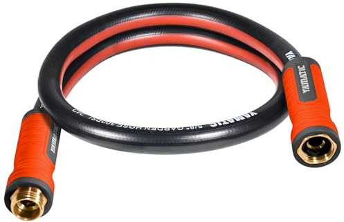 YAMATIC Short Garden Hose 5ft, 5/8 Leader Hose with Swivel Handle, Small Water Hose Extension, Solid Brass 3/4 Connection Fittings, Leak Proof for Reel, Gardening, Agriculture, Car Wash, Lawn