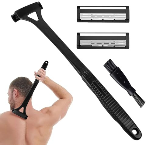 Man Groomer - Afeitadora de espalda impermeable, cortadora de vello corporal, peluquería corporal extensible, maquinilla de afeitar de mango largo para pieles sensibles y depilación de espalda gruesa