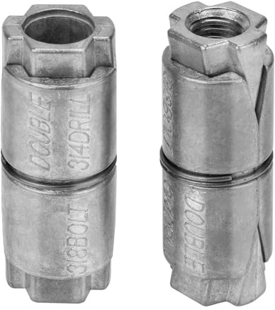 12-Pack Sieqioor 3/8 x 2 Outer Diameter 3/4 Double Expansion Shield Anchors – Zinc Plated Double Expansion Shield Anchors for Concrete, Brick & Block, Heavy-Duty Inside Screw Anchors