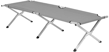 HOMION Folding Camping Bed Deluxe Lightweight & Portable Strong Frame & Polyester Fabric Carry Bag Included Camping Festivals Fishing Caravan Camper Van Mattress Heavy-Duty Frame - Grey
