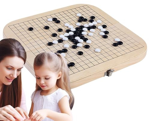 Wood Go Game Mind Battle - Interaktive Aktivität Für Fähigkeiten, Fördert Strategisches Wachstum | Mentale Klarheit, Konzentration Ideal Anfänger, Spieler, Gruppenspaß, Bildung Und Innenkomp