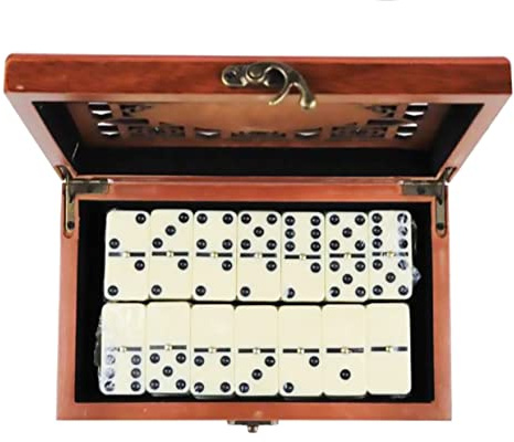 GUTEINTE 28 Pezzi Domino con Scatola, Domino Gioco di Puzzle Giocattolo Educativo Intelligence Gioco Educazione per Bambini Adult (Panna)