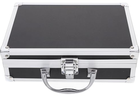 ORFOFE Aluminum Tool Case Portable Storage Box 23X16X7Cm Multifunctional Handheld Instrument Organizer Black Hard Carrying Case for Electrician Tools and Electronics