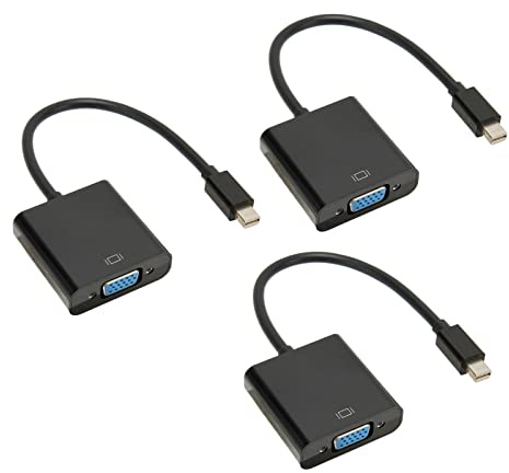 Tomantery Adaptador Mini a VGA Transmisión Estable Plug and Play para PC, Resolución Compatible de 1900x1200 60 Hz, Adaptador Mini DisplayPort a VGA de 3 Piezas para Sala de Reuniones de Oficina