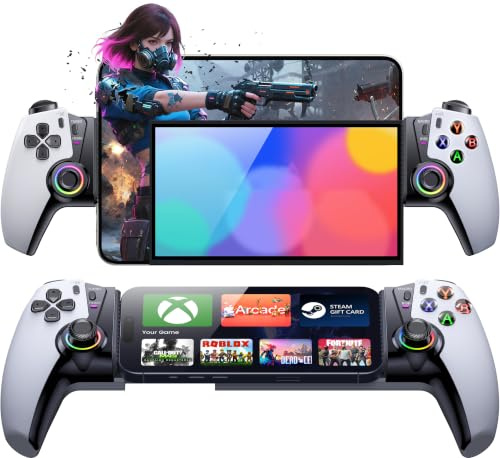 HELLCOOL Bluetooth Mobile Gaming Controller for iOS/Android/Switch2/1,Wireless Phone Game Controller for Xbox/Steam/GeForce Now/MFi Apple Arcade/Roblox,Controller with Hall Effect Joystick/RGB