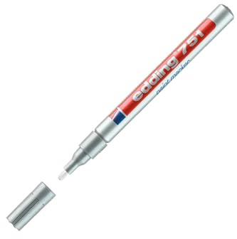 edding 751 Lackmarker - silber - 10 Lackmarker - Rundspitze 1-2 mm - Lackstift für Glas, Stein, Holz, Kunststoff und Papier - wasserfest, stark deckend