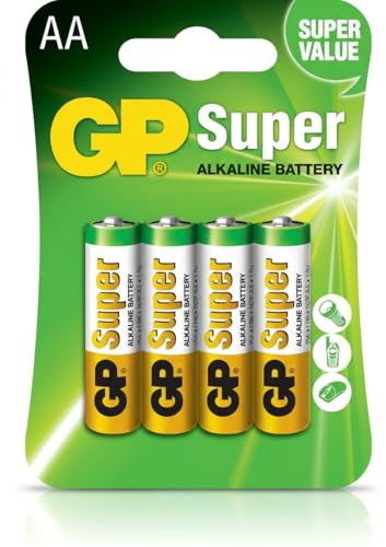 GP Batteries LR06 1.5 V SUPER Alkaline Mignon AA Battery (Pack of 4) | Delivers dependable power to keep essential hospitality electronics and high-drain commercial devices running smoothly.
