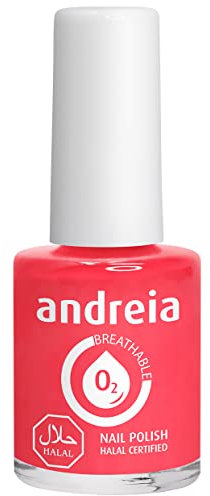 Andreia Nagellack Halal - Atmungsaktiv Luft - Wasser-Durchlässig - Ungiftig Farbintensiv - Naturkosmetik - Farbe B16 Koralle - Schattierungen von Rosa 10.5 ml