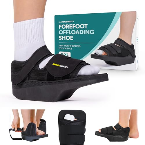 BraceAbility Scarpa per guarigione senza carico sull'avampiede Orthowedge - Stivale medico senza peso per la protezione dell'ulcera del piede diabetico (grande)