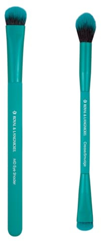 MODA Royal & Langnickel Lot de 2 pinceaux de maquillage pour yeux fumés EZGlam Duo comprenant : ombre à paupières, pinceau anti-plis, bleu sarcelle