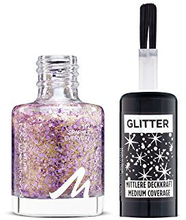 Manhattan Glitter Nail Polish – Gold/Rosaner Glitzer Nagellack mit leichter Deckkraft – Als Top Coat oder solo tragen – Farbe Sparkle Everyday 112 – 1 x 8ml