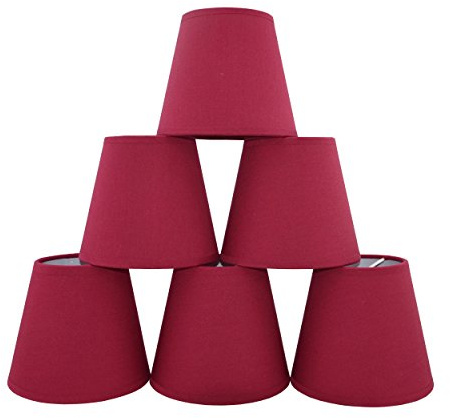 Doooitlight Set mit 6 Clip-Lampenschirmen für Lampen, Leuchten, Kronleuchter rot