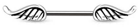 beyoutifulthings Engels-FLÜGEL Brustwarzen-Piercing Brust-Piercing Nippel-Piercing Edelstahl VERGOLDET KRISTALL ZIRKONIA Clear PINK Aqua 1,6mm 12mm