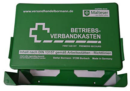4 Stück Betriebsverbandkasten Grün Inhalt nach DIN 13157 gemäß Arbeitsstätten - Richtlinien Verbandskasten 1.Hilfe Verbandkasten mit Wandhalterung Verbandkasten