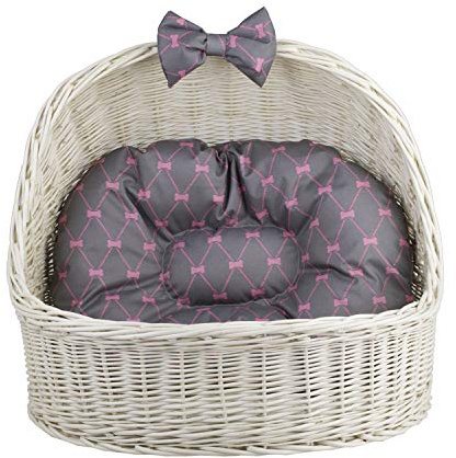 e-wicker24 Alles aus Weide Cremefarbene Tierhütte aus Weide Ovale Katzenhütte Katzenkorb aus Weide Korb für die Katze für den Hund Katzenlager Tierkorb