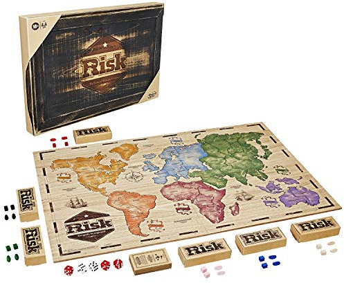 Hasbro Gaming Risiko Rustic, große Strategiespiel in Holz Edition, 2 Spieler, deutsche Sprachvariante