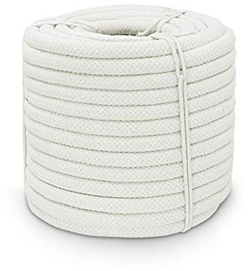 Aoneky Corda in Cotone Intrecciata 10/14/16mm, 30M - Corda di Cotone Macramè in Fibre Naturali per Decorazione, Barca, Sport (10mm x30M, bianco)