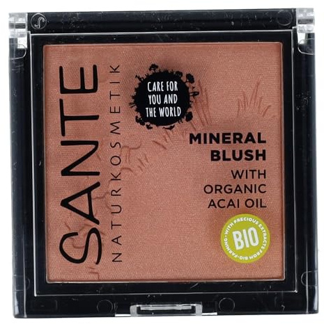 SANTE Naturkosmetik Mineral Blush 02 Coral Bronze, natürliches Rouge mit seidig-weicher Textur, verleiht natürliche Frische und setzt strahlende Farbakzente, mit wertvollem Bio-Acaiöl, Vegan, 5 g